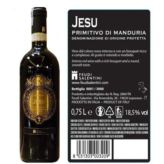 Rượu vang Jesu Primitivo Rượu vang Jesu Primitivo