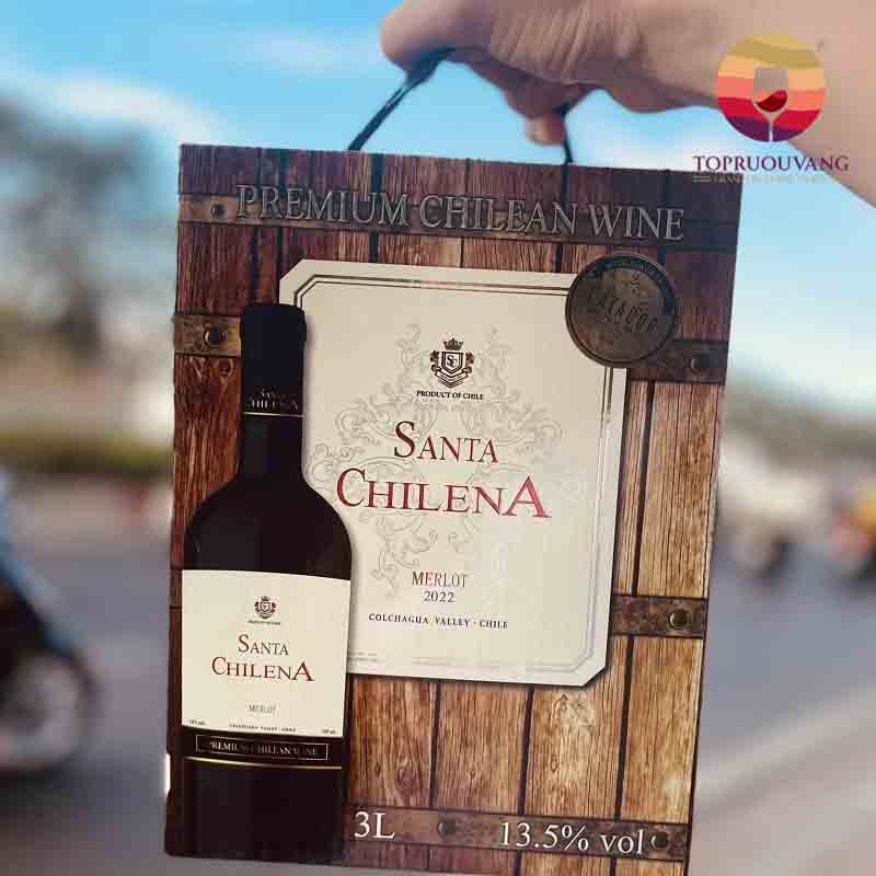 Hộp gỗ rượu vang bịch Santa Chilena Merlot New 3L nhập khẩu chính hãng